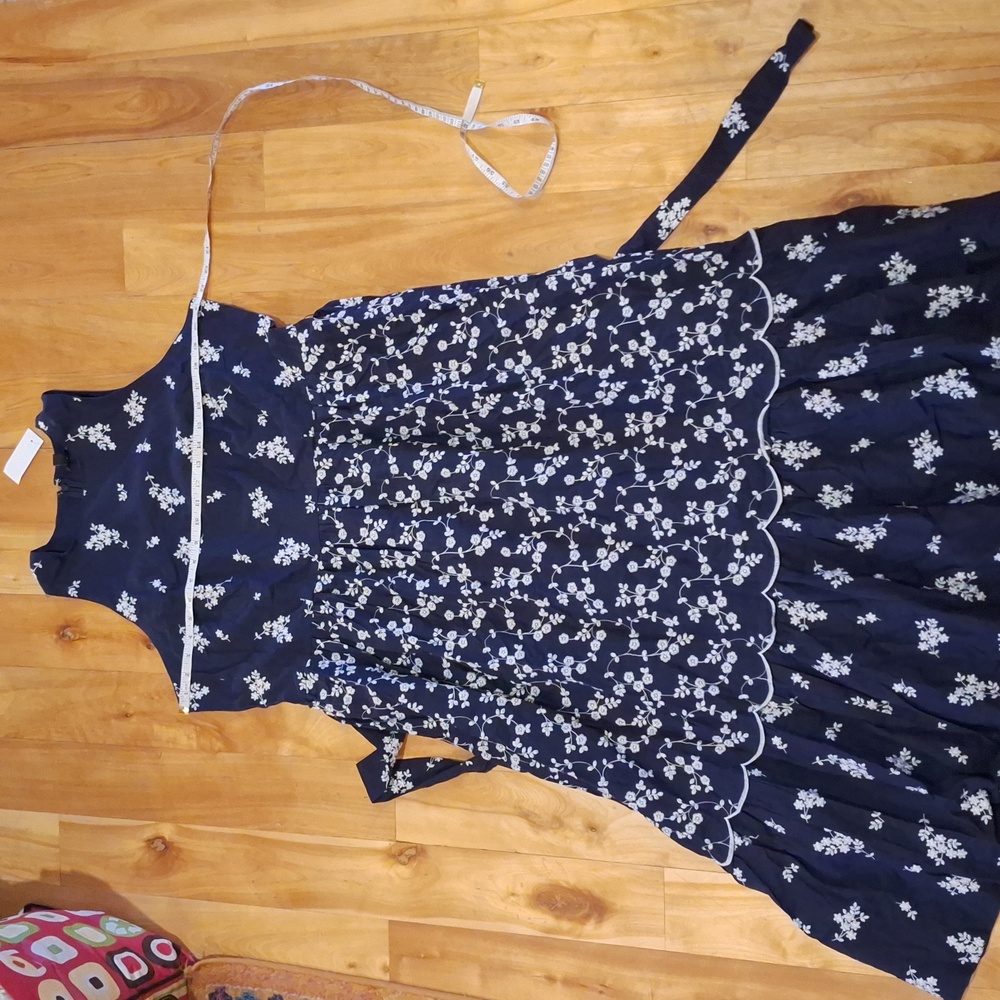 NWT Ann Taylor Embroidered Floral Mido Dress Navy Blue & White Plus Size 16 - Picture 13 of 16